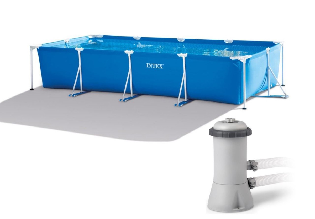 Intex 14ft 9" x 7ft 3" x 33"  Steel Frame Pool with Filter Pump – Rectangular - Collection Only  - Image 182388