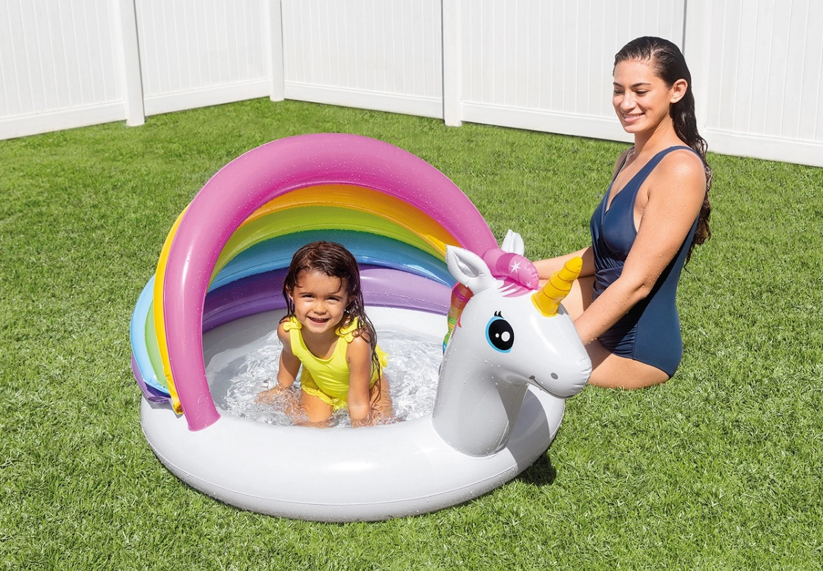 Intex 57113 4ft x 3ft x 2ft Inflatable Unicorn Baby Pool  Round (1 - 3 Years)  - Image 182420