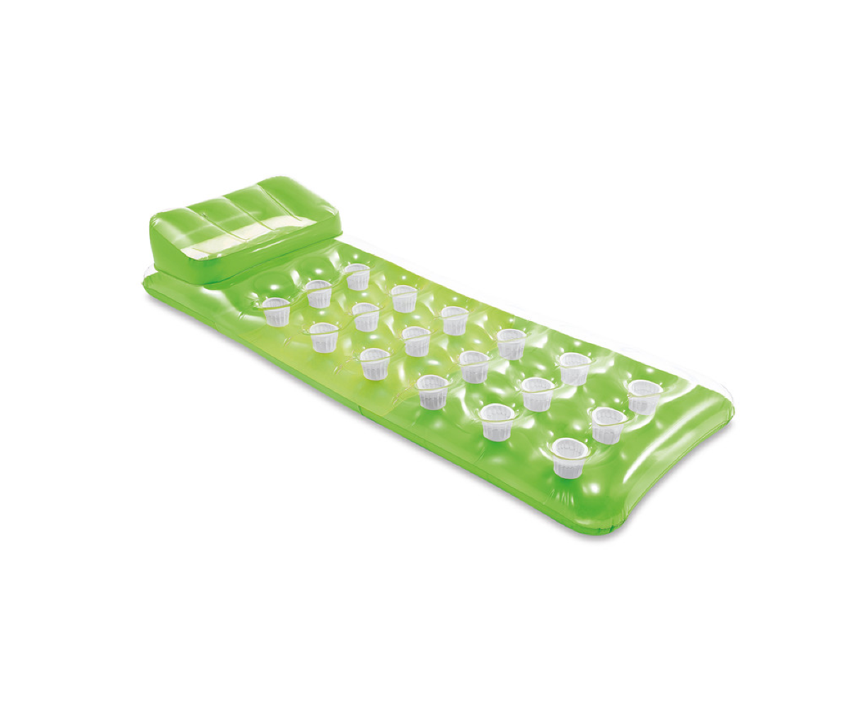 Intex Inflatable Pool Mattress | 18 - Pocket Fashion Mat | Lilo - Green (74" x 28") - Image 182833