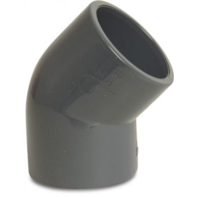 Mega Elbow 45° PVC-U 50 mm Glue Socket 16bar Grey