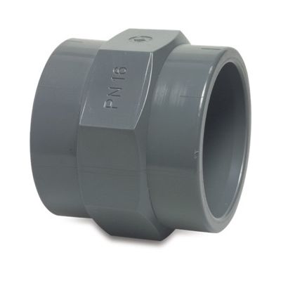 Mega Adaptor Socket PVC-U 2" x 2" Imperial Glue Socket x Female Thread 10bar Grey