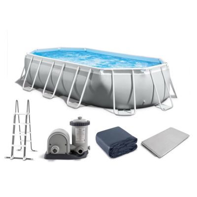 Intex 20ft x 10ft x 48" Prism Frame Pool Set with Filter Pump – Oval