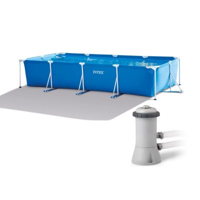 Intex 14ft 9" x 7ft 3" x 33"  Steel Frame Pool with Filter Pump – Rectangular 