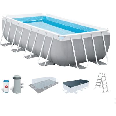Intex 16ft x 8ft x 42" Prism Frame Pool Set with Filter Pump – Rectangular
