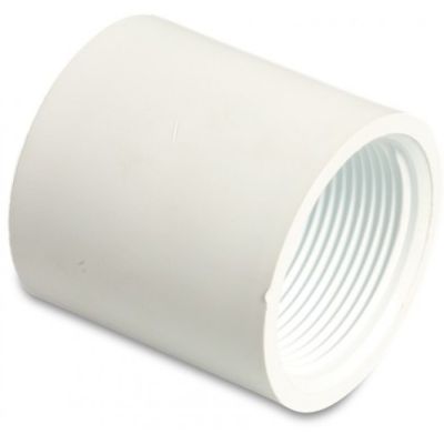 Mega Adaptor Socket PVC-U 1.5" x 1.5" Imperial Glue Socket x Female Thread 10bar White