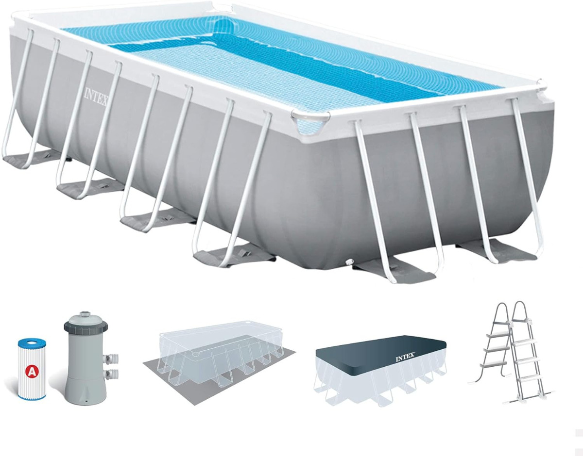 Intex 16ft x 8ft x 42" Prism Frame Pool Set with Filter Pump – Rectangular - Image 182665